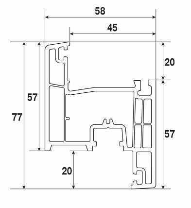 Профиль NOVOLINE М 58-4К COMFORT створка,шт=6,5м, уп=6шт=39м, пал=96шт=624м Профиль NOVOLINE М 58-4К COMFORT створка,шт=6,5м, уп=6шт=39м, пал=96шт=624м